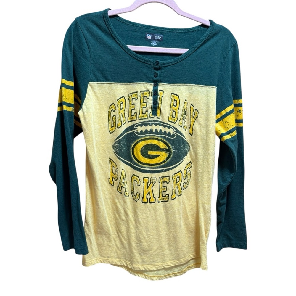 Women’s Green Bay Packers NFL Team Apparel Long Sleeve Henley – Size XL